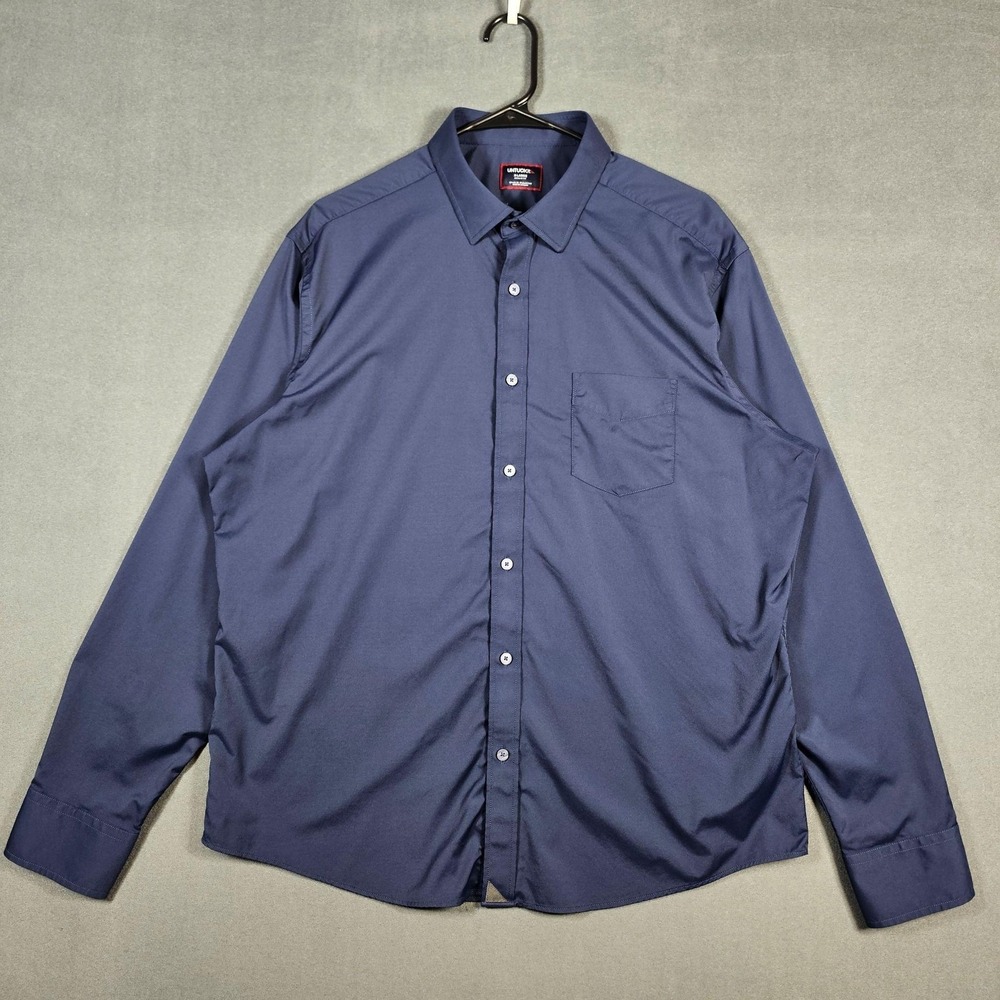 UNTUCKit Gironde Shirt Mens XL Blue Regular Fit Stretch Button Up Long Sleeve
